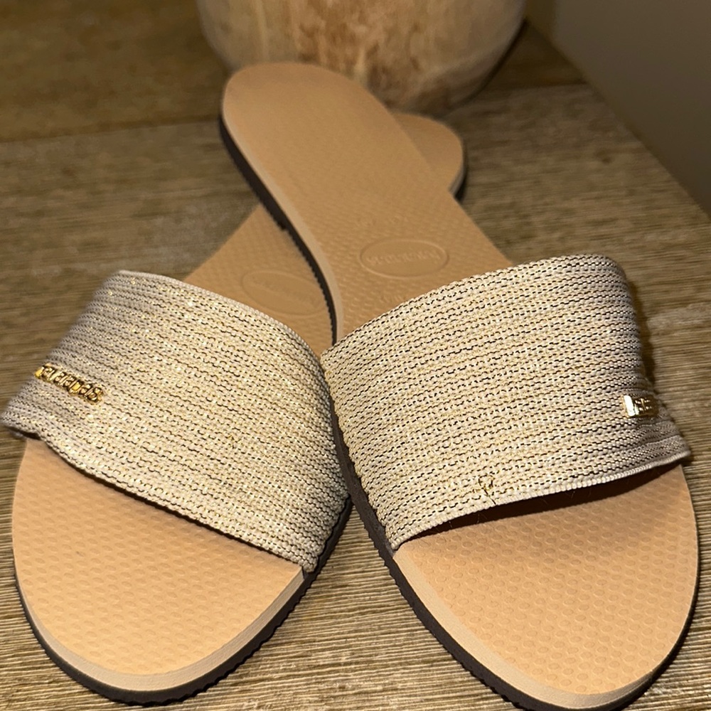 Havaianas gold fashion slides